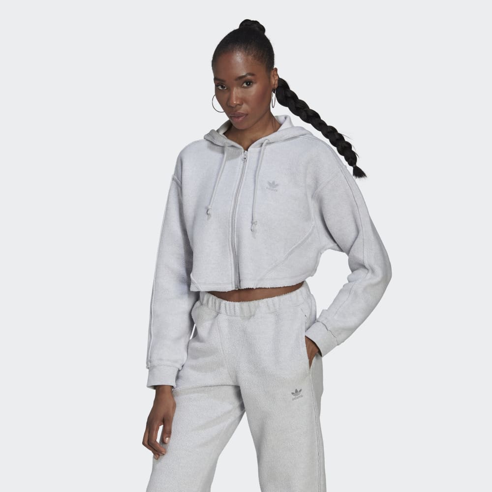 Adidas crop zip hoodie clearance