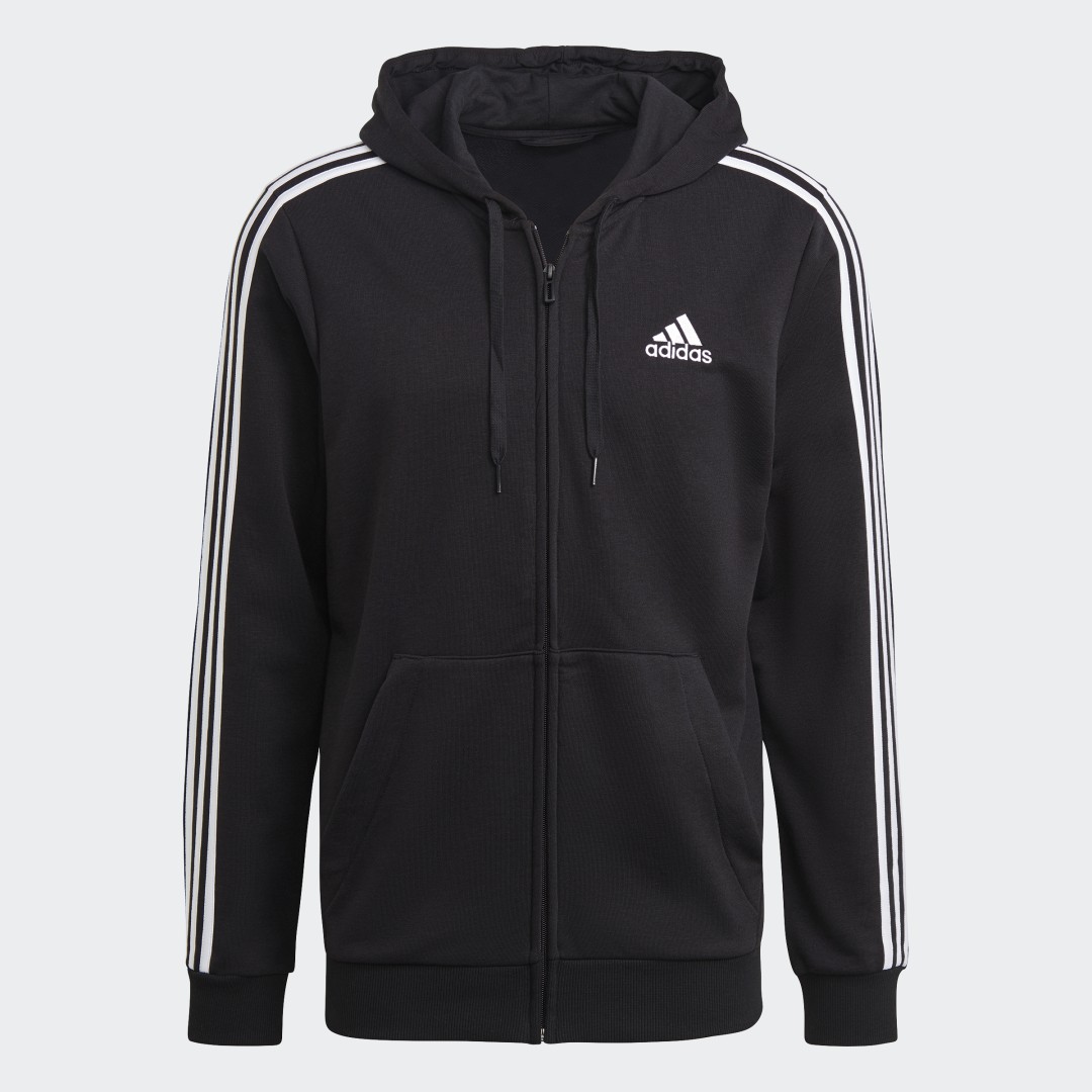 Essentials French Terry 3-Stripes Full-Zip Hoodie, adidas