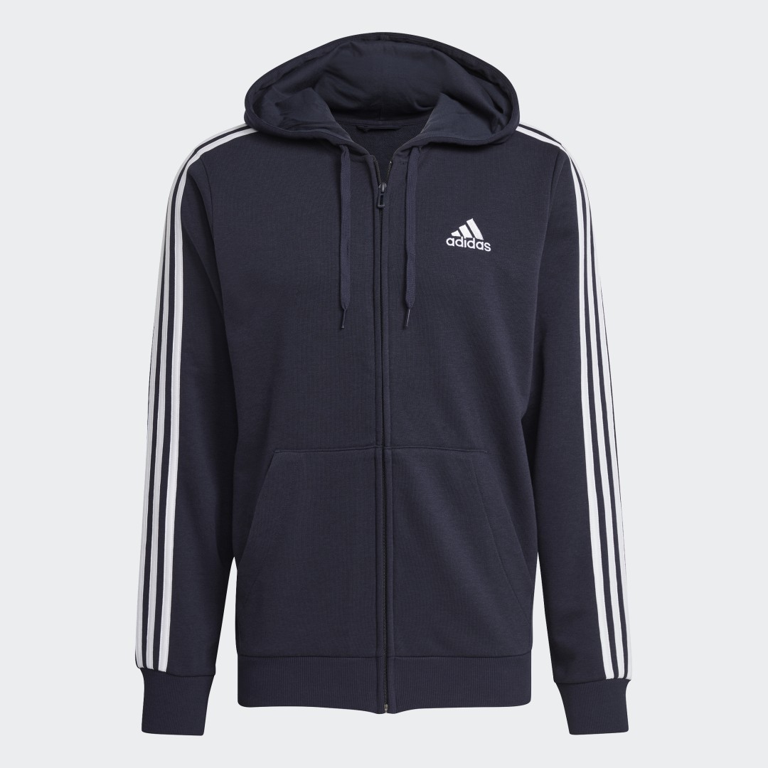 Essentials French Terry 3-Stripes Full-Zip Hoodie, adidas