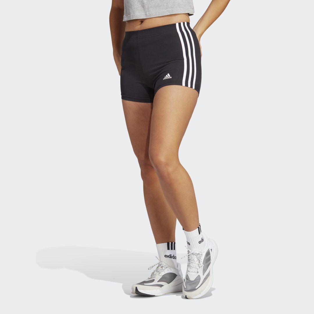 Essentials 3-Stripes Single Jersey Booty Shorts, adidas