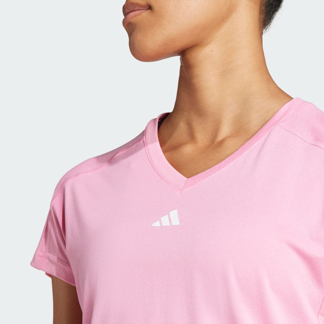 

adidas Camiseta Minimalista AEROREADY Train Essentials Cuello en V Mujer, Rosa