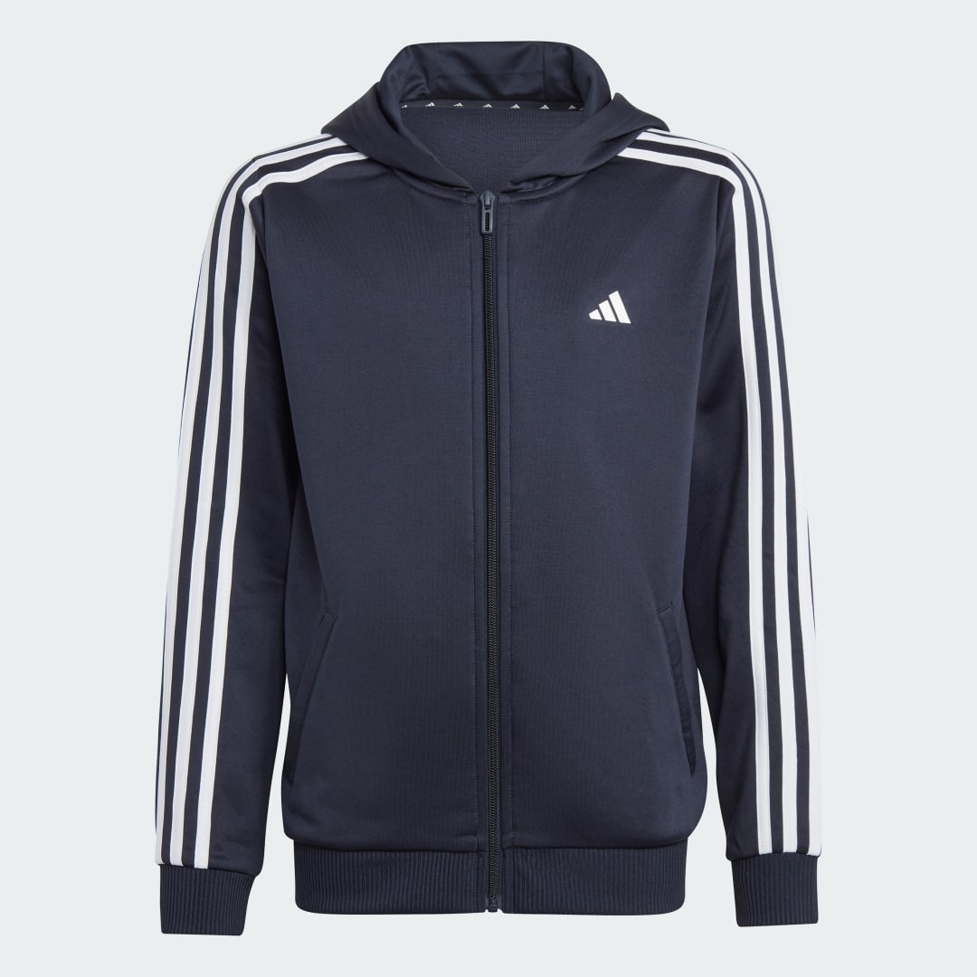 Image of Felpa con cappuccio Train Essentials AEROREADY 3-Stripes Regular-Fit Full-Zip cod002
