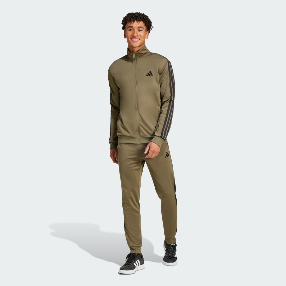 Adidas Sportswear Basic 3-Stripes Tricot Trainingspak Groen- Heren Groen