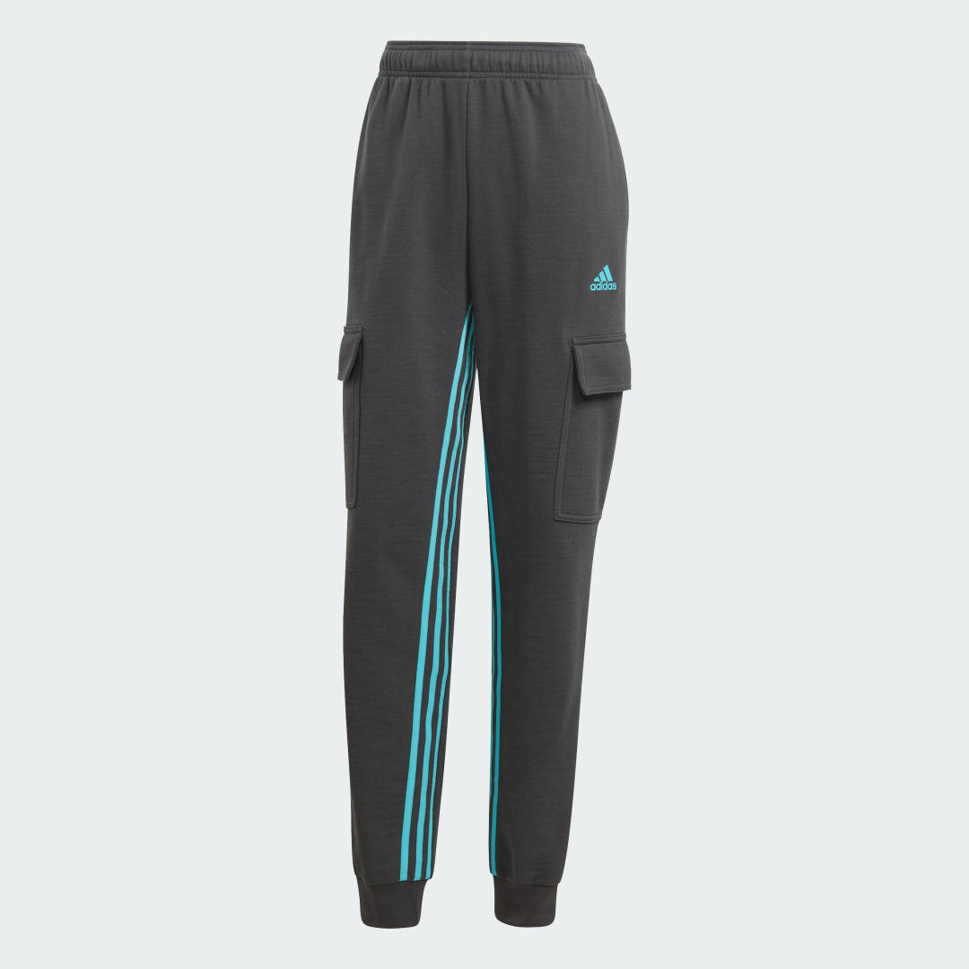 

adidas Pants Cargo Dance Corte Alto 3 Franjas Puños Ajustados Mujer, Carbon/lucid cyan