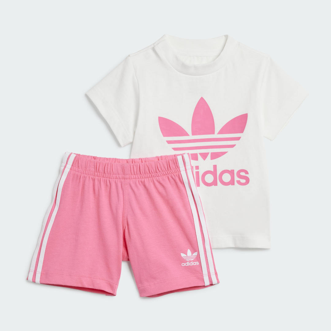 Adidas Originals ' Trefoil T-Shirt Shorts Set Infant Pink Fusion Pink Fusion