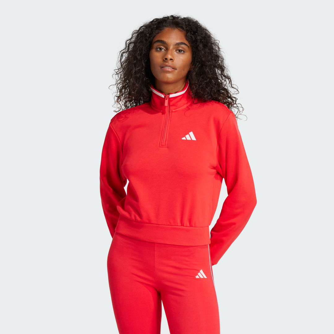 Adidas Essentials Color Pop French Terry Crop Trainingsjack met Korte Rits