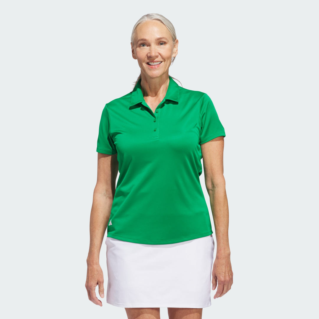 Image of adidas Women's Solid Performance Short Sleeve Polo Shirt Green XS - Women Golf Polo Shirts