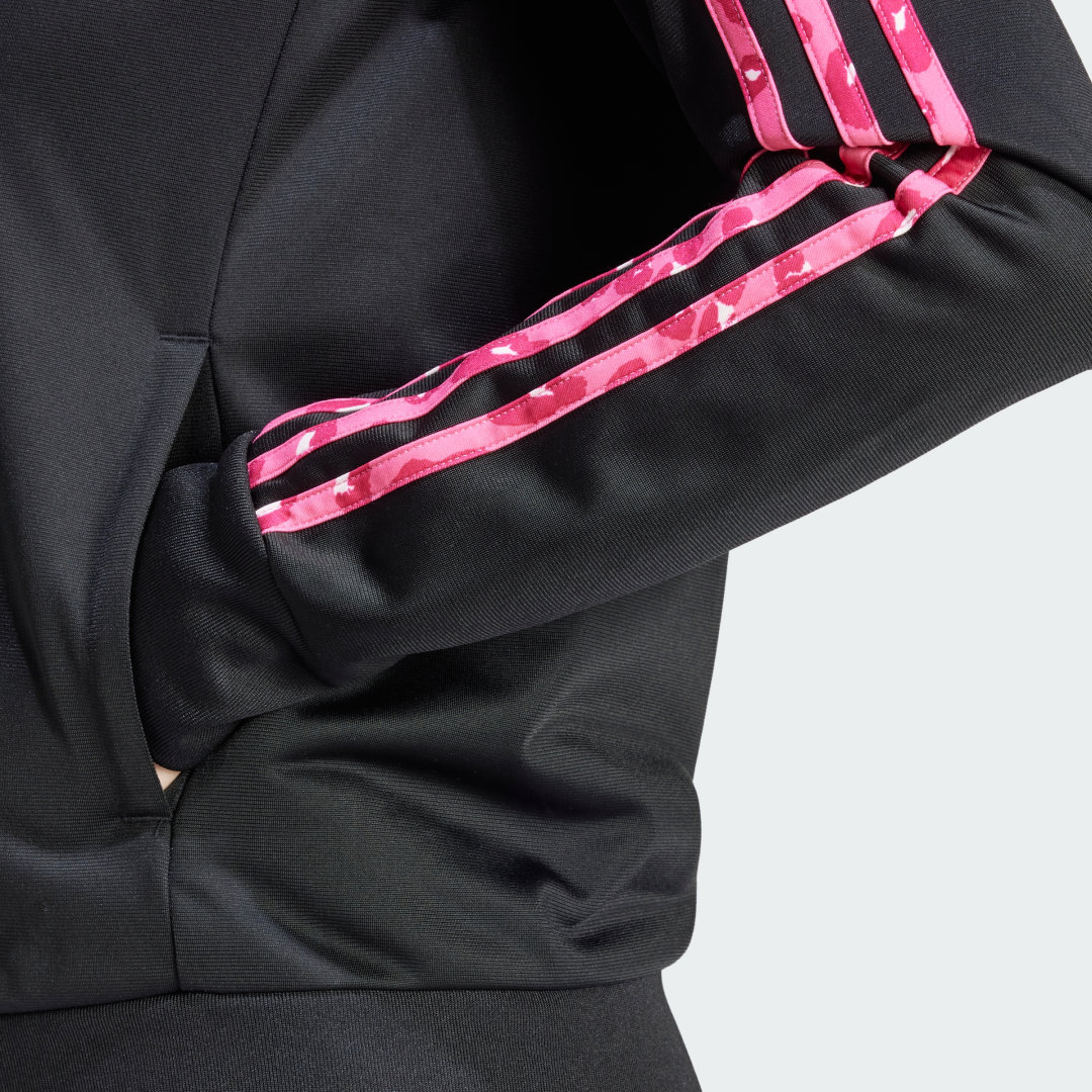 

adidas Chaqueta Deportiva Essentials Animal Print Tricot 3 Rayas Mujer, Blanco
