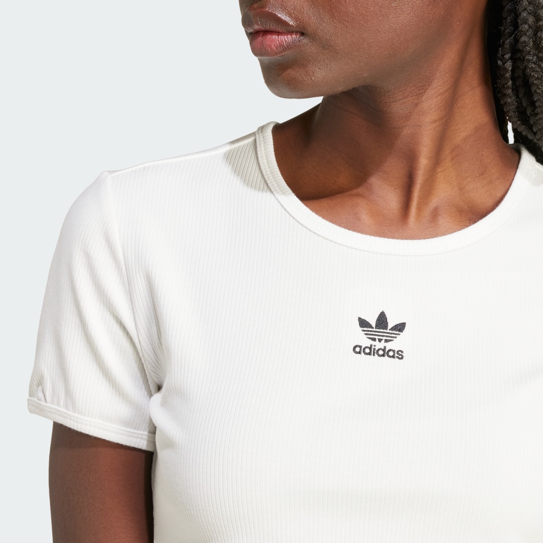 

adidas Camiseta Essentials Acanalada Mujer, Blanco