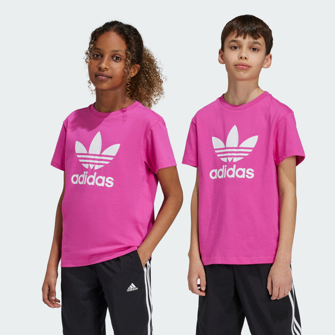 Adidas Originals T-shirt met logo fuchsia Roze Katoen Ronde hals 146