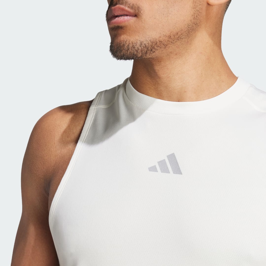 

adidas Playera Sin Mangas Hiit Workout 3 Franjas Hombre, Chalk blanco