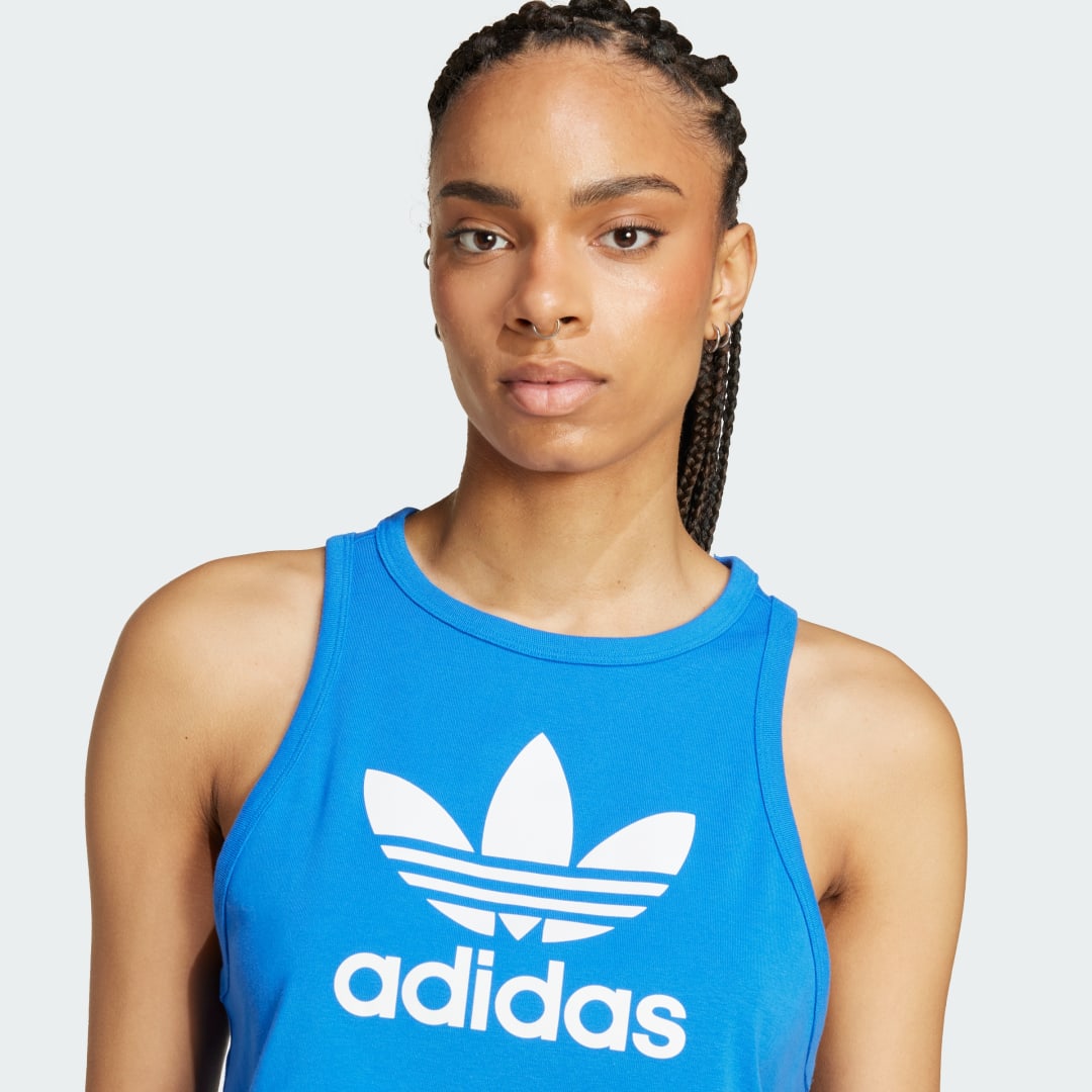 adidas Playera sin Mangas Trifolio Mujer, Azul