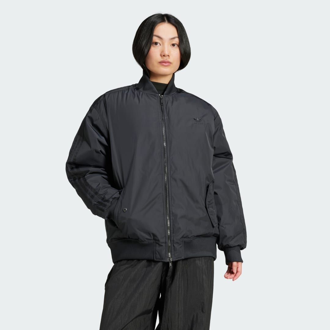 Adidas Originals Zwarte Oversized SST Bomberjack Black Dames