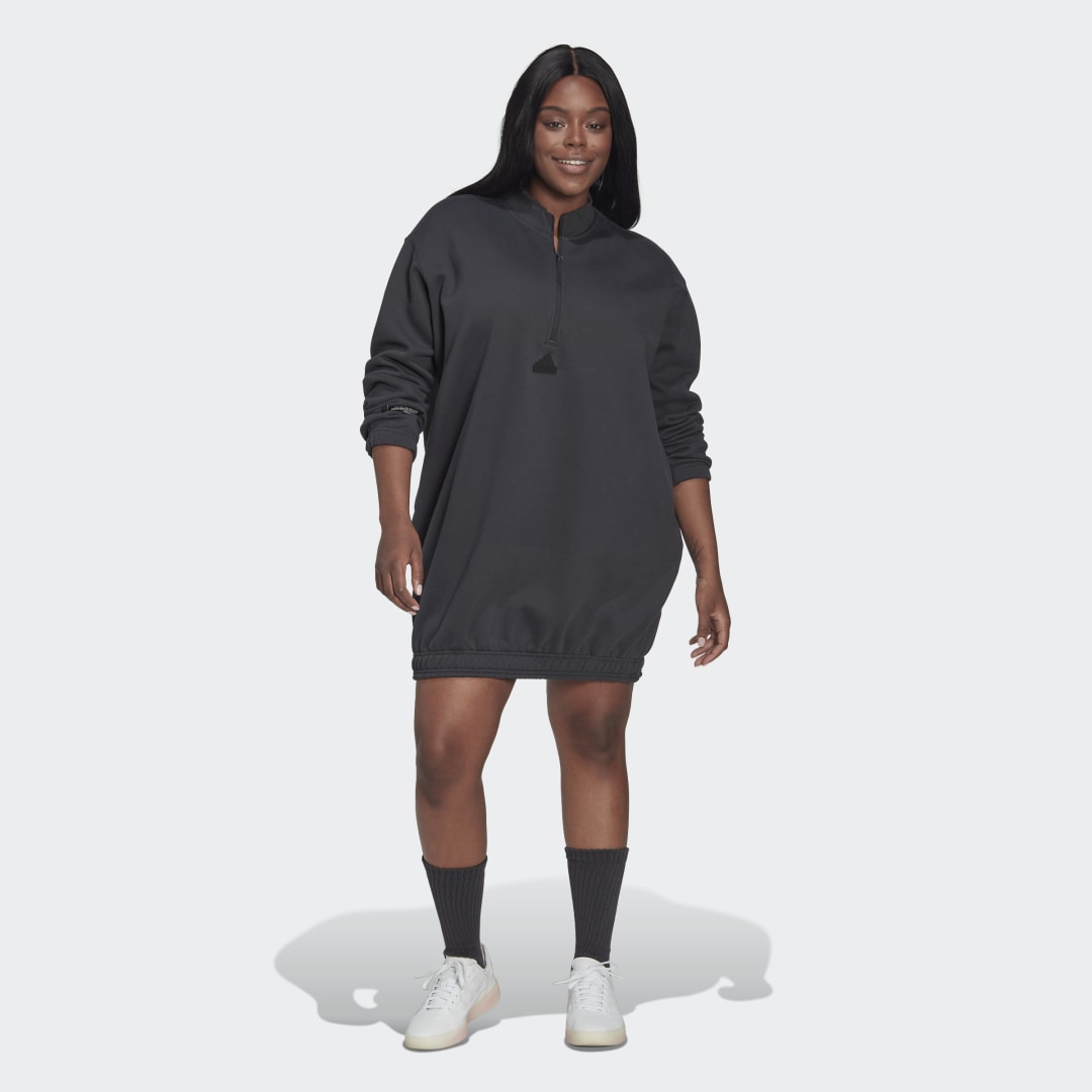 adidas Half-Zip Sweater Dress (Plus Size) Carbon 1X Womens