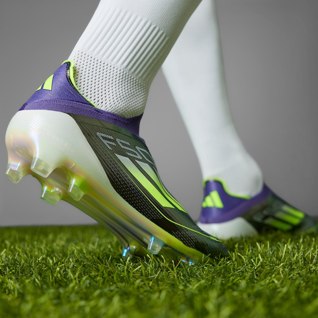 

adidas Calzado de Fútbol F50 Elite Sin Cordones Fast Reborn Terreno Firme Unisex, Morado/blanco/lucid lemon