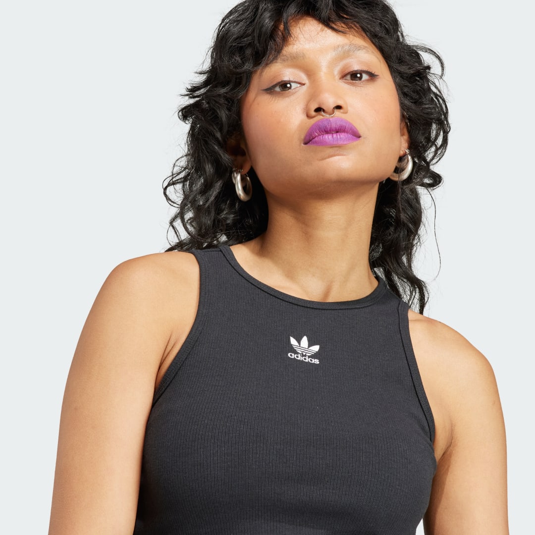 

adidas Camiseta sin Mangas Essentials Rib Mujer, Negro