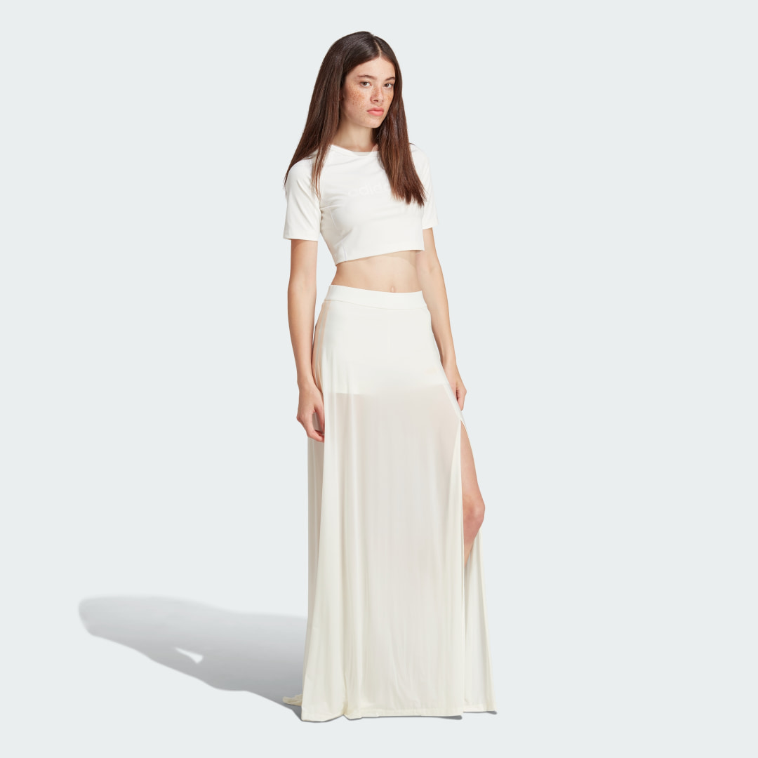 

adidas Falda Premium Originals Flowy Maxi Mujer, Blanco