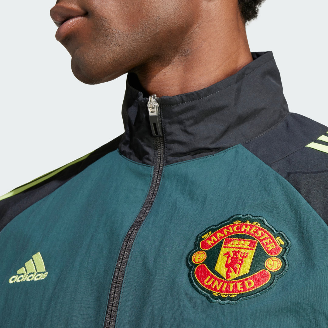 

adidas Chamarra Deportiva Manchester United Tejida Hombre, Negro/verde night/pulse lime