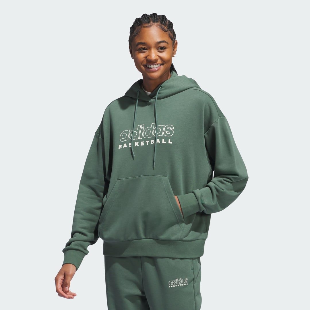 Image of adidas Select Hoodie Green Oxide 2X - Women Basketball Sweatshirts & Hoodies