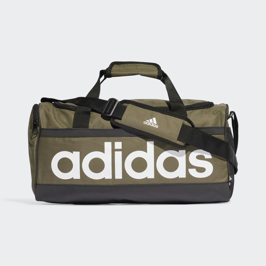 

adidas Maleta Deportiva Essentials Linear Mediana Unisex, Olive strata/negro/blanco