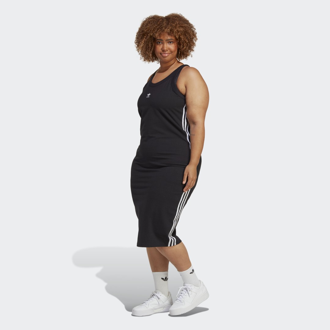 adidas Adicolor Classics 3-Stripes Long Tank Dress (Plus Size) Black 3X Womens