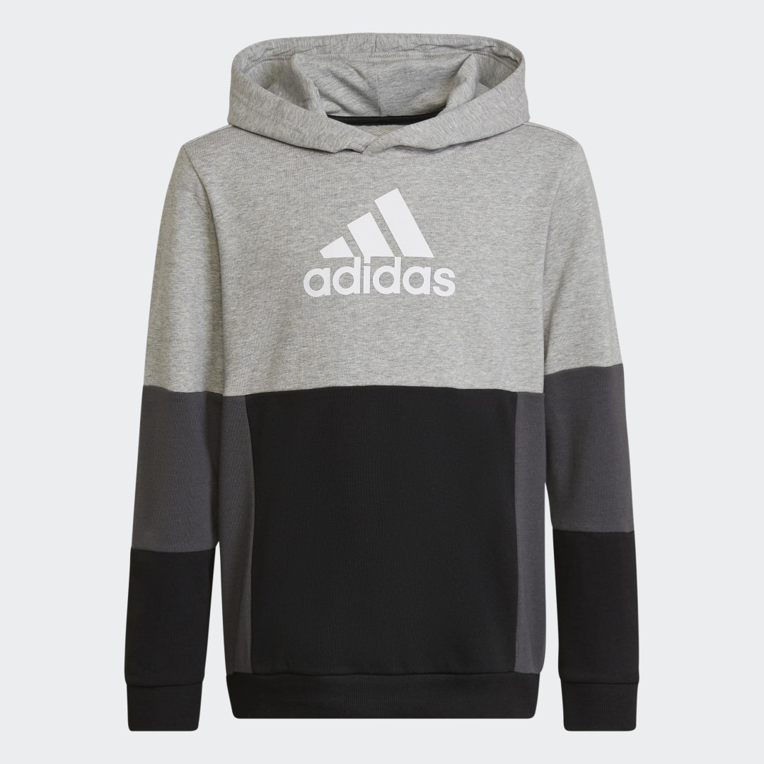 Adidas Colourblock Hoodie Medium Grey Heather White Black