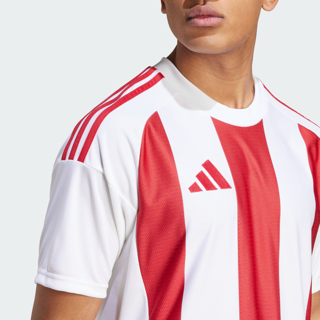 

adidas Jersey Striped 24 Hombre, Blanco/team power rojo 2