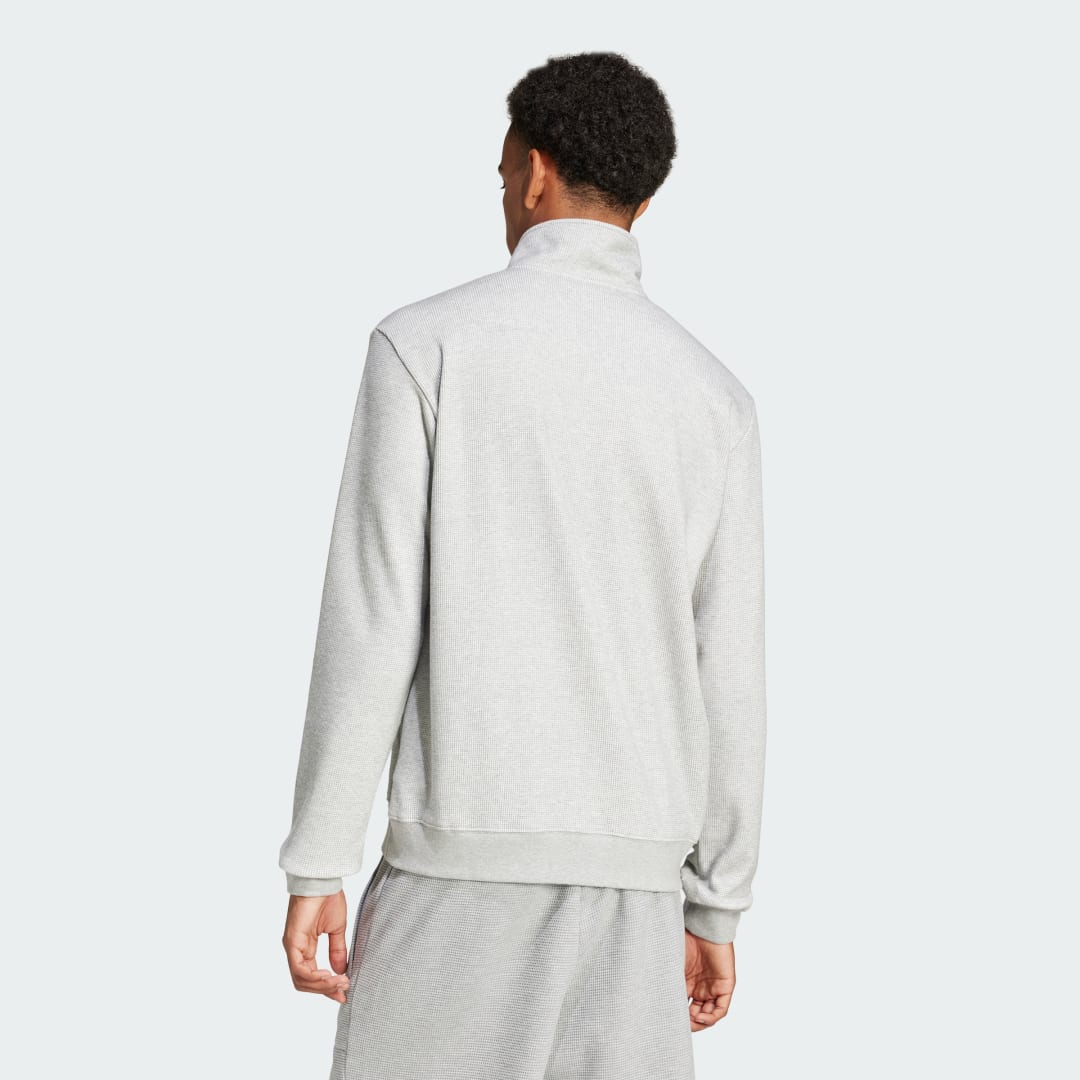 Adidas Trefoil Essentials Waffle Sweatshirt met Halflange Rits