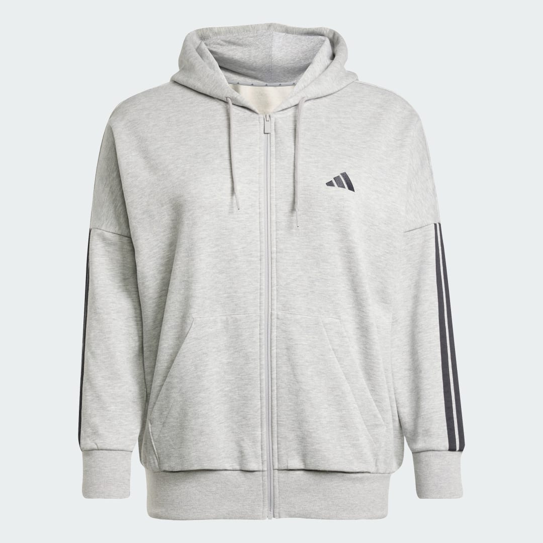 Adidas Essentials 3-Stripes Full-Zip Fleece Hoodie (Grote Maat)