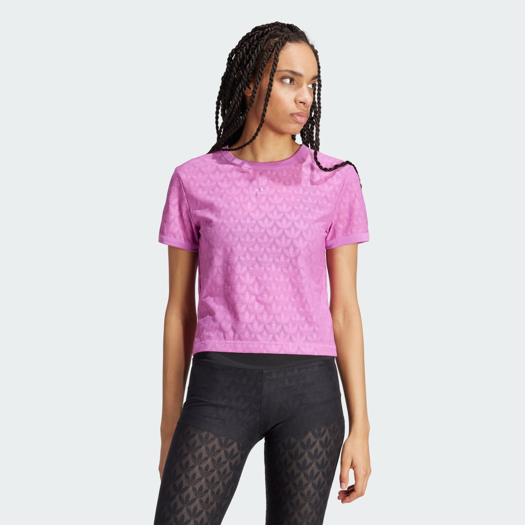 Adidas Originals Mesh Crop T-shirt T-shirts semi pulse lilac maat: XS beschikbare maaten:XS S M L