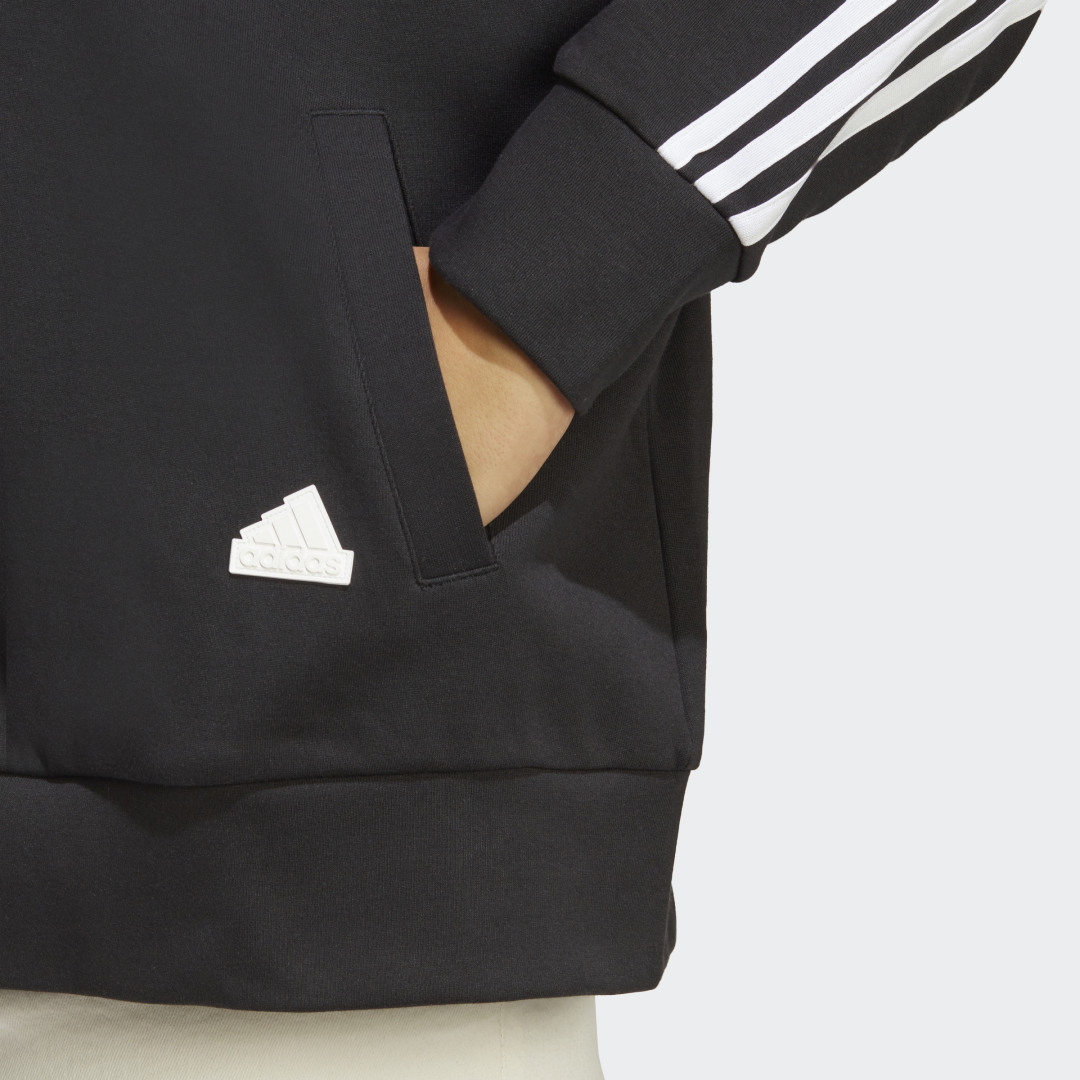 

adidas Buzo con Capucha 3-Stripes Full-Zip (Tallas Grandes) Mujer, Negro