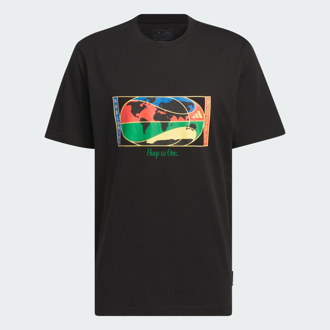 

adidas Playera Estampada Worldwide Hoops Global Hombre, Negro