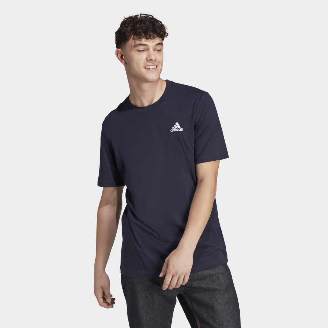 Image of adidas Essentials Single Jersey Embroidered Small Logo Tee Dark Blue 3X - Men Lifestyle Shirts