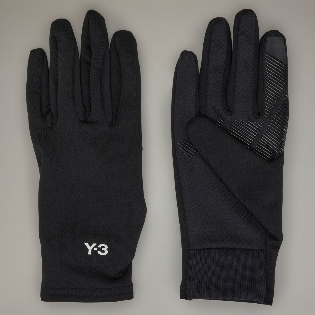 Y-3 Geribbelde chet Logo Print Hardloophandschoenen Black