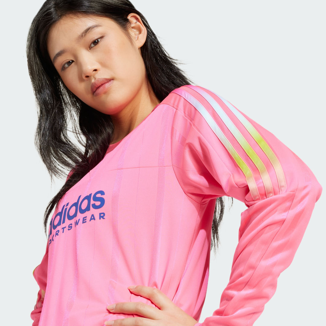 

adidas Playera House of Tiro Stellar 3 Franjas Manga Larga Mujer, Lucid rosa