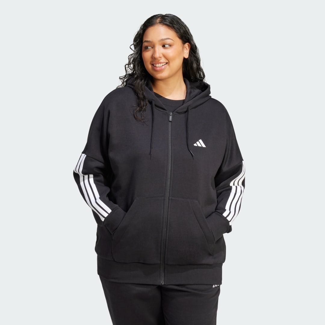 Adidas Essentials 3-Stripes Full-Zip Fleece Hoodie (Grote Maat)