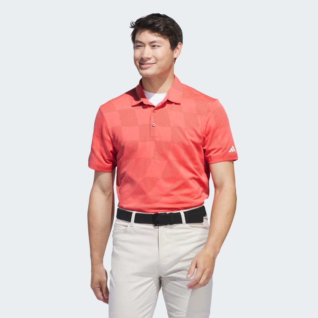 Image of adidas Ultimate365 Textured Polo Shirt Preloved Scarlet L - Men Golf Polo Shirts