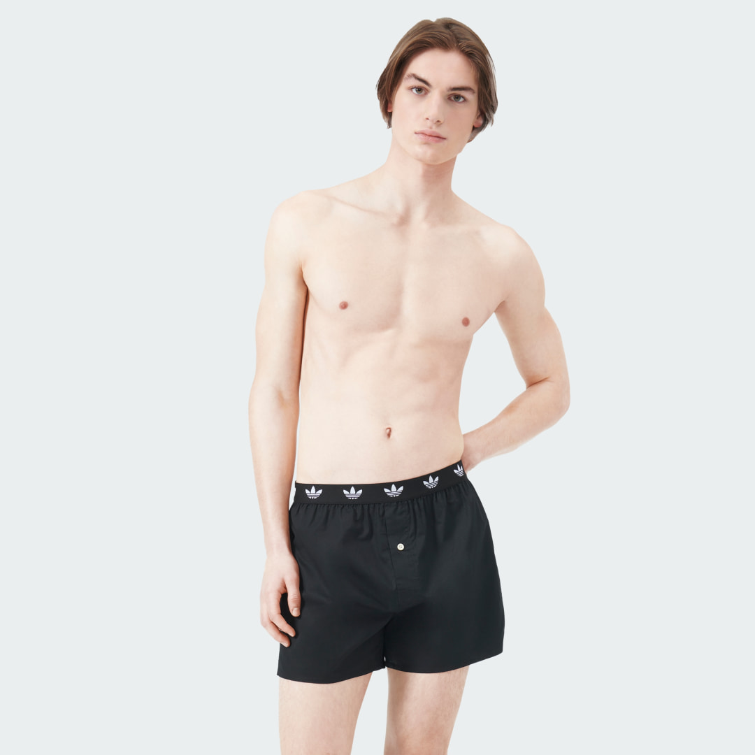 Adidas Originals Geweven boxershort Comfort Cotton Woven met klassieke knoopsluiting vooraan (Set van 2)