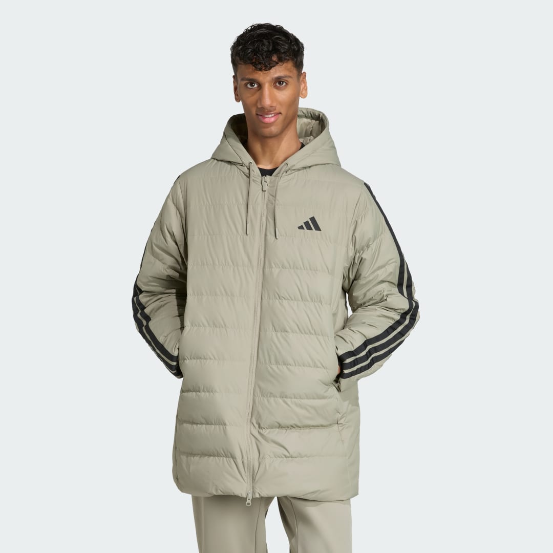 Adidas Essentials CLIMAWARM 3-Stripes Light Down Parka met Capuchon