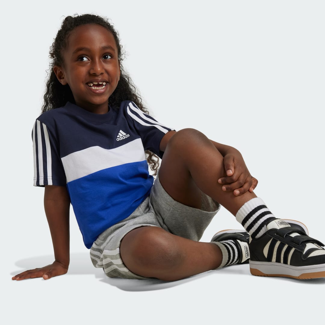 Adidas Tiberio 3-Stripes Colorblock Katoenen T-shirt Kids