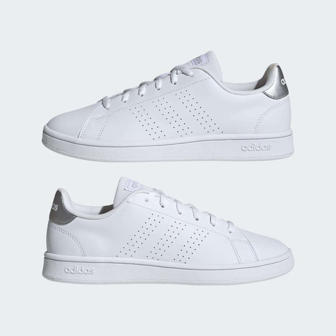 

adidas Tenis Advantage Base Adidas Court Mujer, Blanco/blanco/plata gris