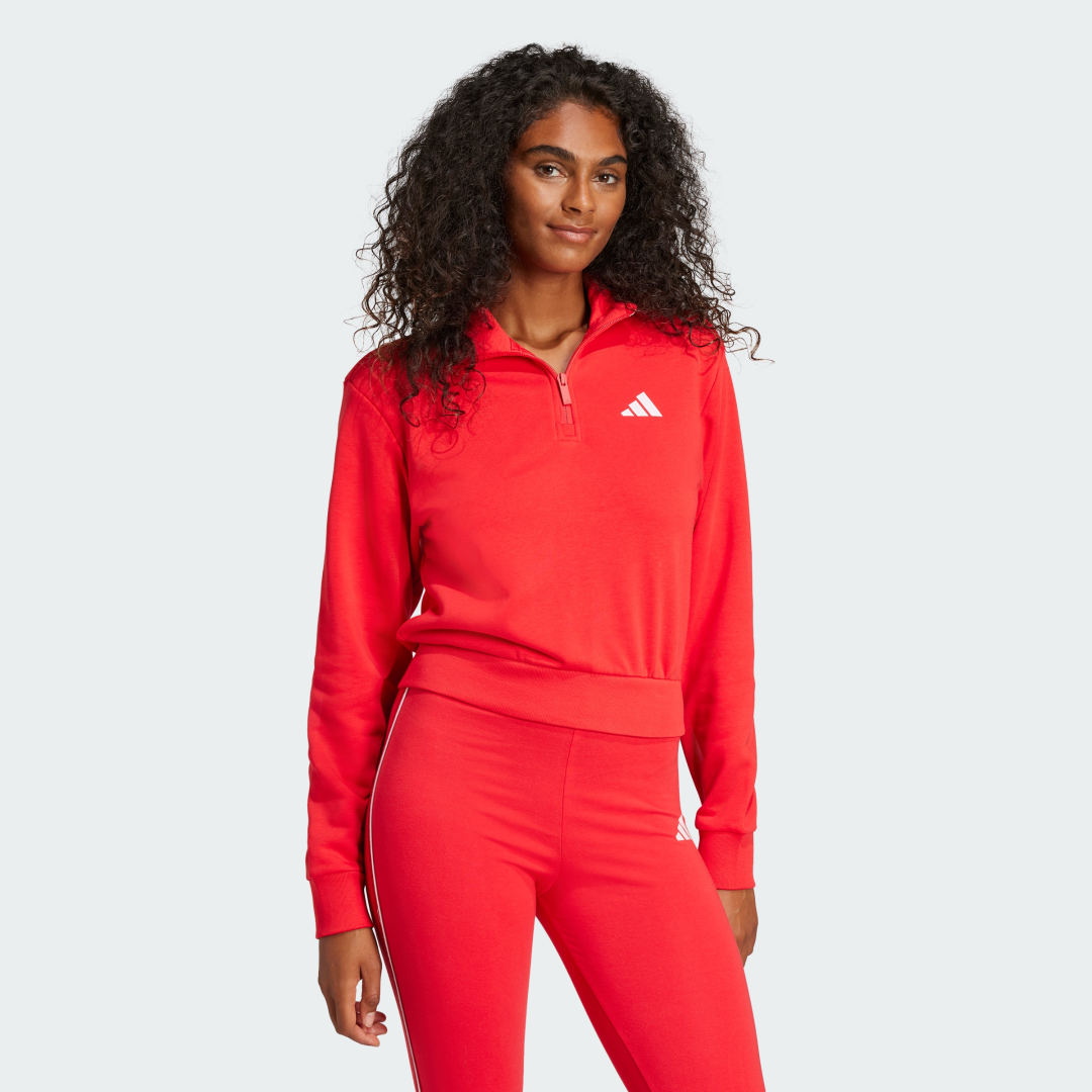 Adidas Essentials Color Pop French Terry Crop Trainingsjack met Korte Rits