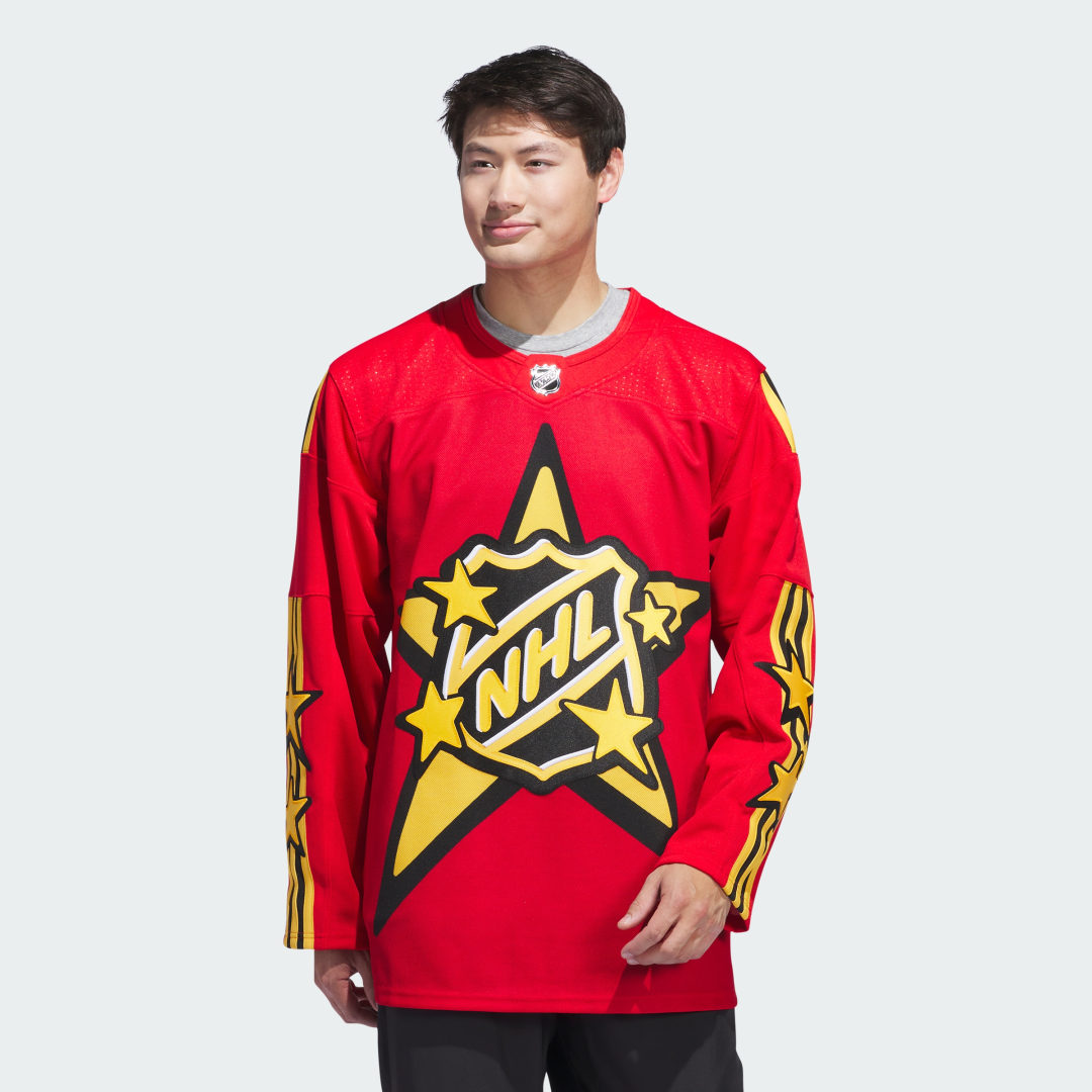 Image of adidas 2024 NHL All-Star adidas x drew house Red jersey Red 46 (S) - Men Hockey Jerseys