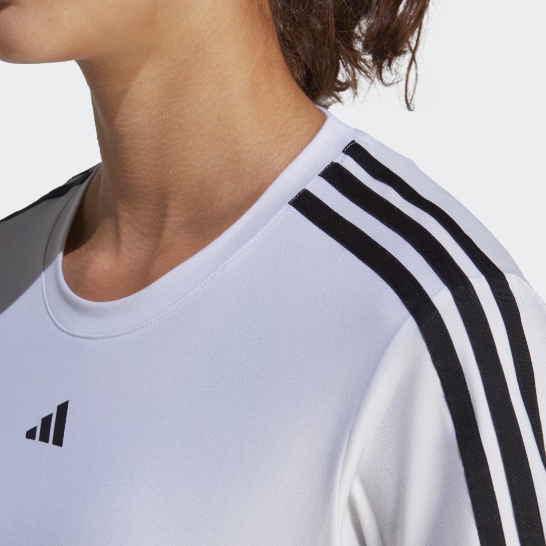 

adidas Playera Aeroready Train Essentials 3 Franjas Mujer, Blanco/negro