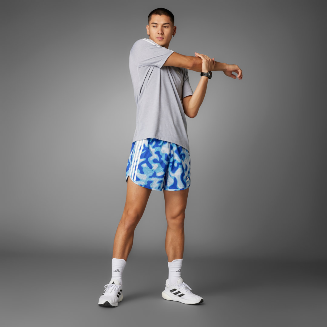 

adidas Shorts Own the Run 3 Franjas Estampados Hombre, Halo azul/wonder azul/semi azul burst/semi lucid azul