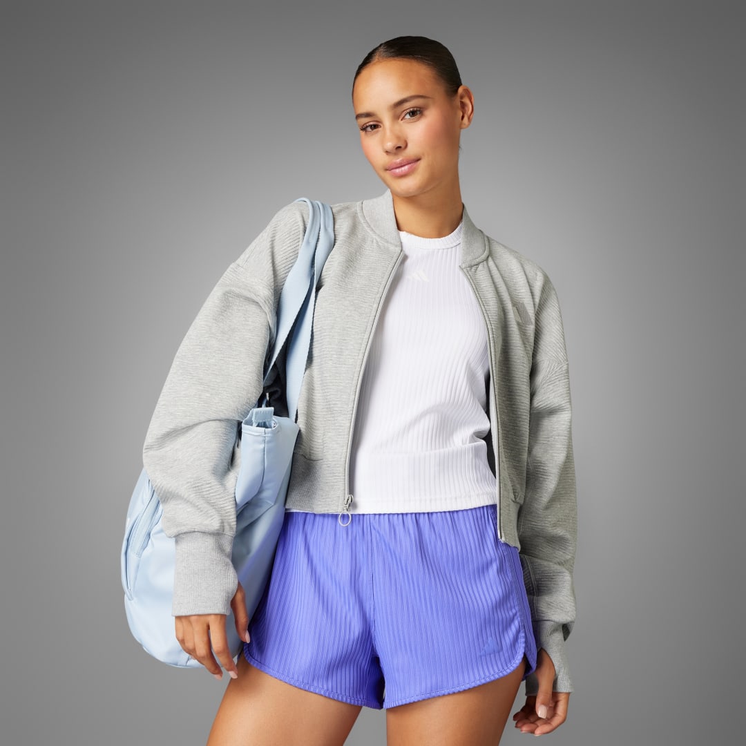 Adidas Pacer All Gym Seasonal Rib High-Rise Tonal 3-Stripes Short