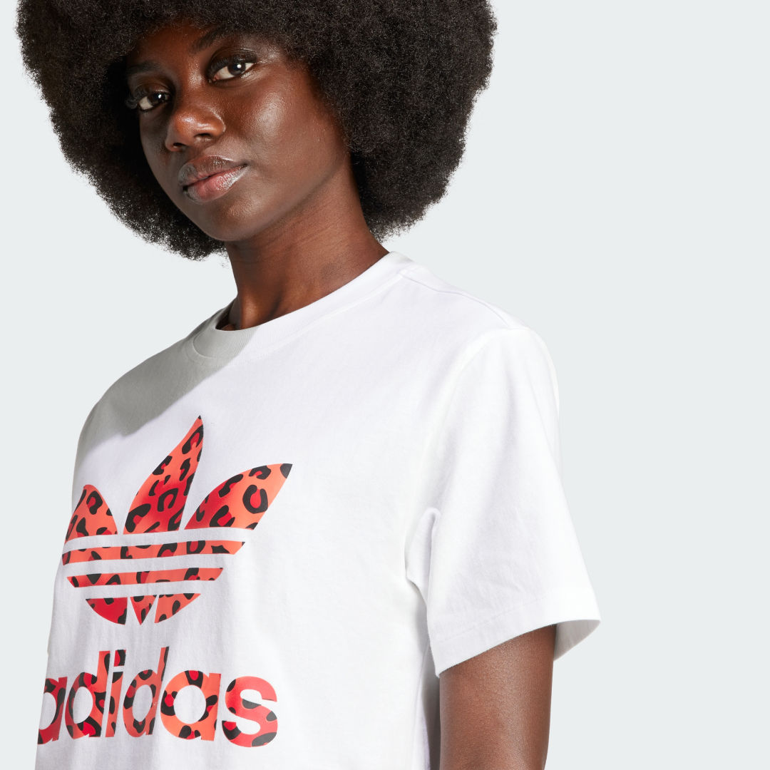 

adidas Playera Adidas Originals Leopard Luxe Trifolio Mujer, Blanco