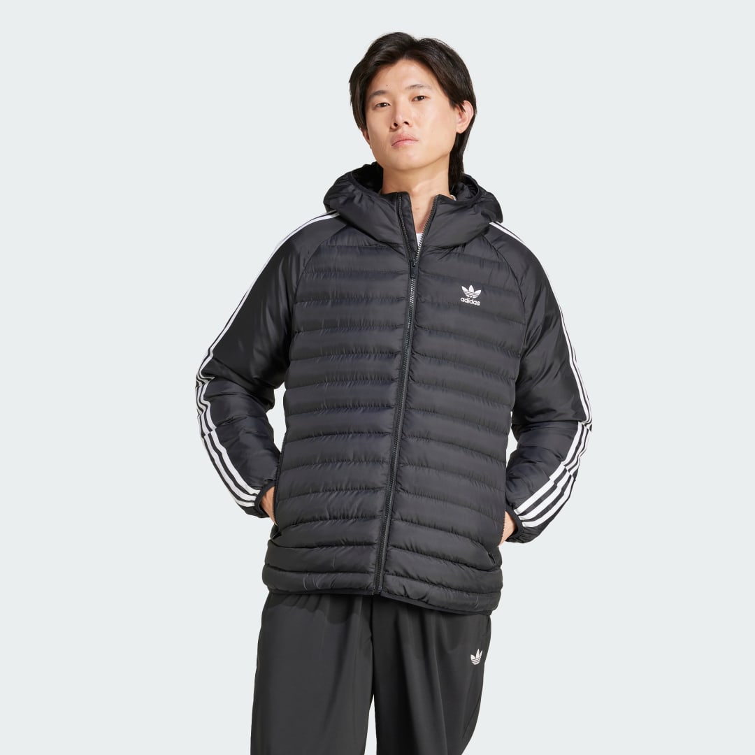 Adidas Originals Zwarte Puff Hooded Jas Black Heren