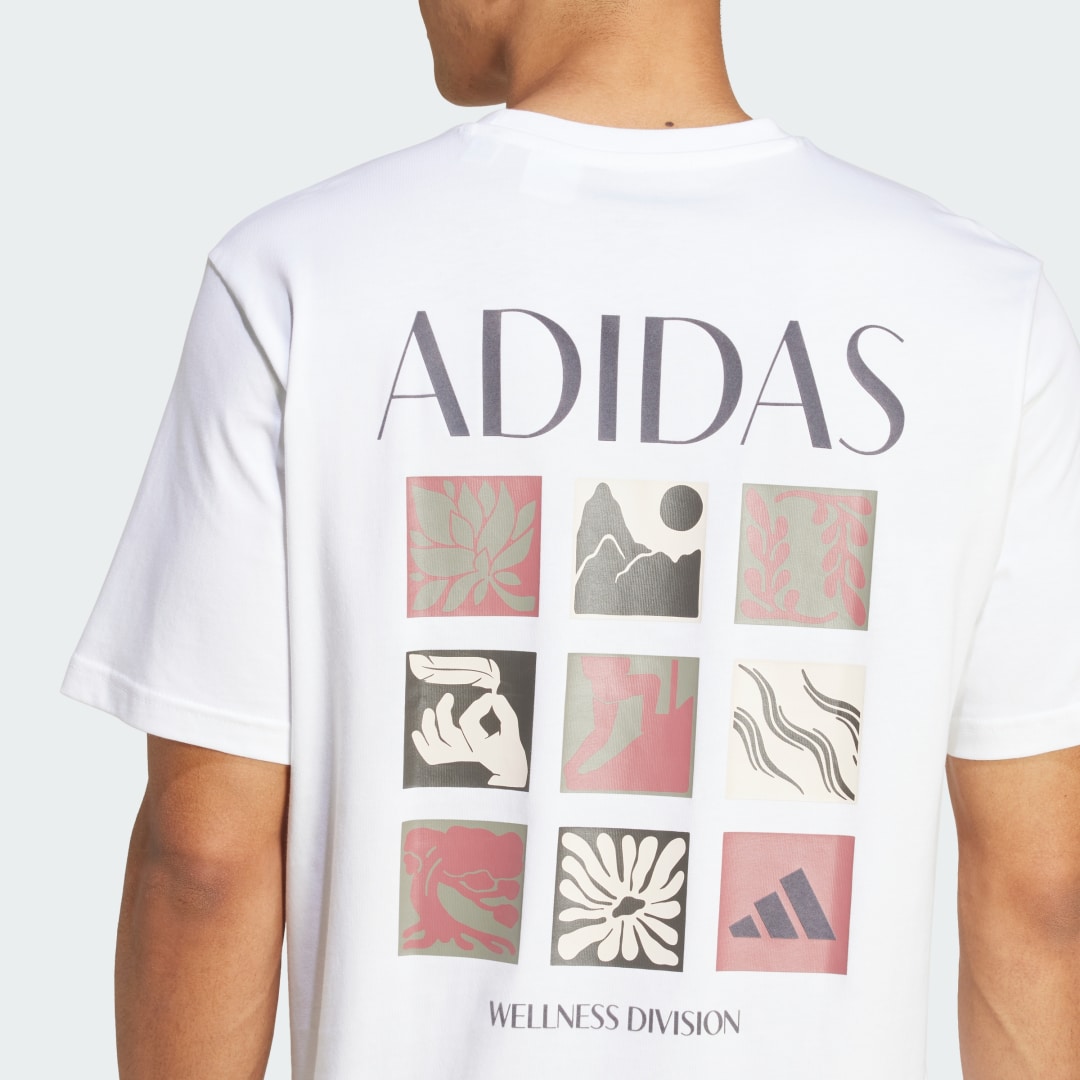 adidas Playera Estampada Wellness Hombre, Blanco