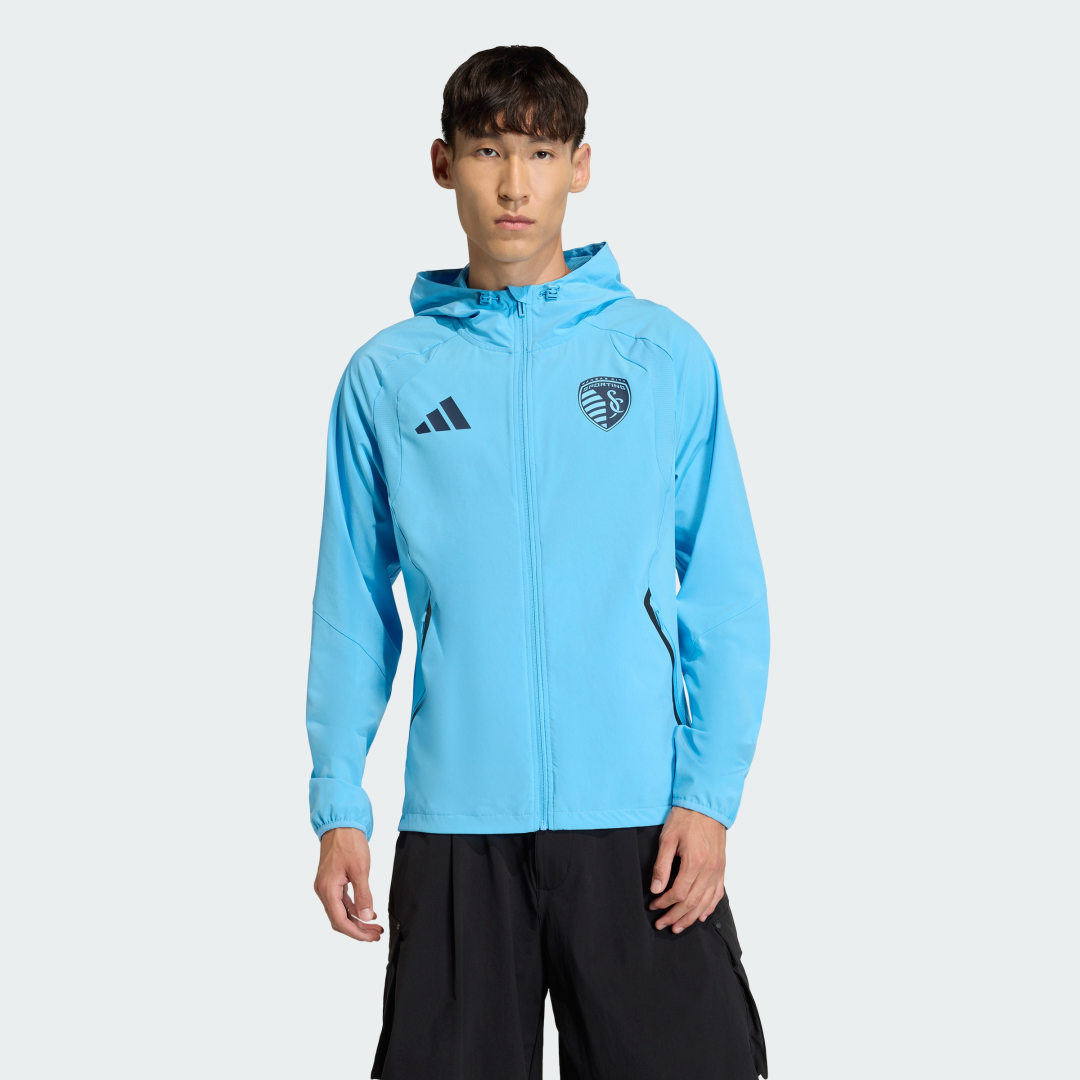 adidas Sporting Kansas City Tiro Tech Full Zip Windbreaker Jacket - $100.00 at Adidas
